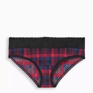 Torrid Curve Second Skin Lace Panty Sz 1 Black/Plaid Multi